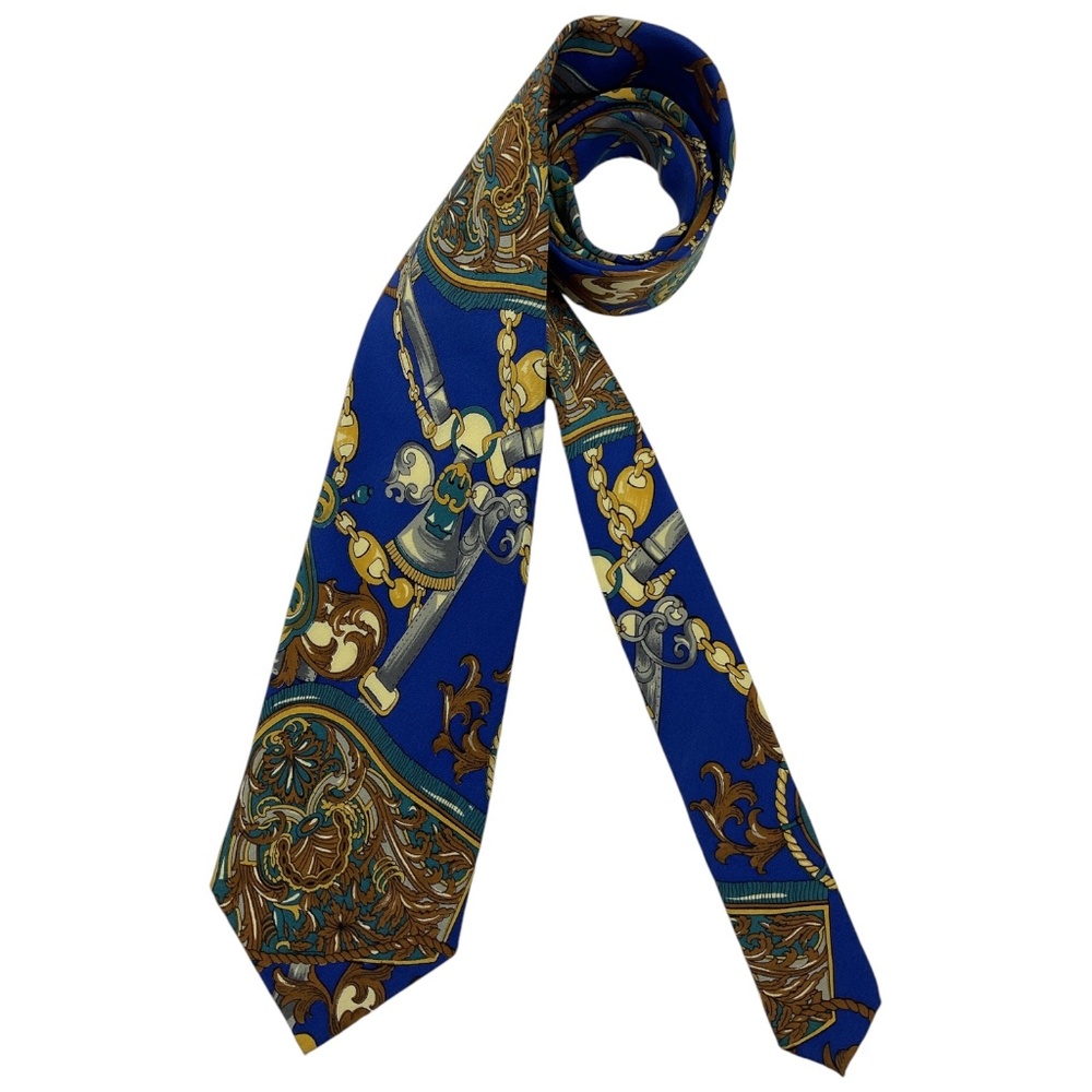 CARNAVAL DE VENISE Blue Royal Silk DESIGNER Tie HANDMADE ITALY